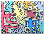 Dettaglio del Murales realizzato da Keith Haring a Pisa nel 1989